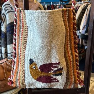 Handcrafted Bird Design Woven Bag - Multicolor